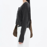 8 seconds Linen Blend Round Neck Cardigan — Ash