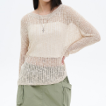 8 seconds Openwork Texture Pullover — Beige
