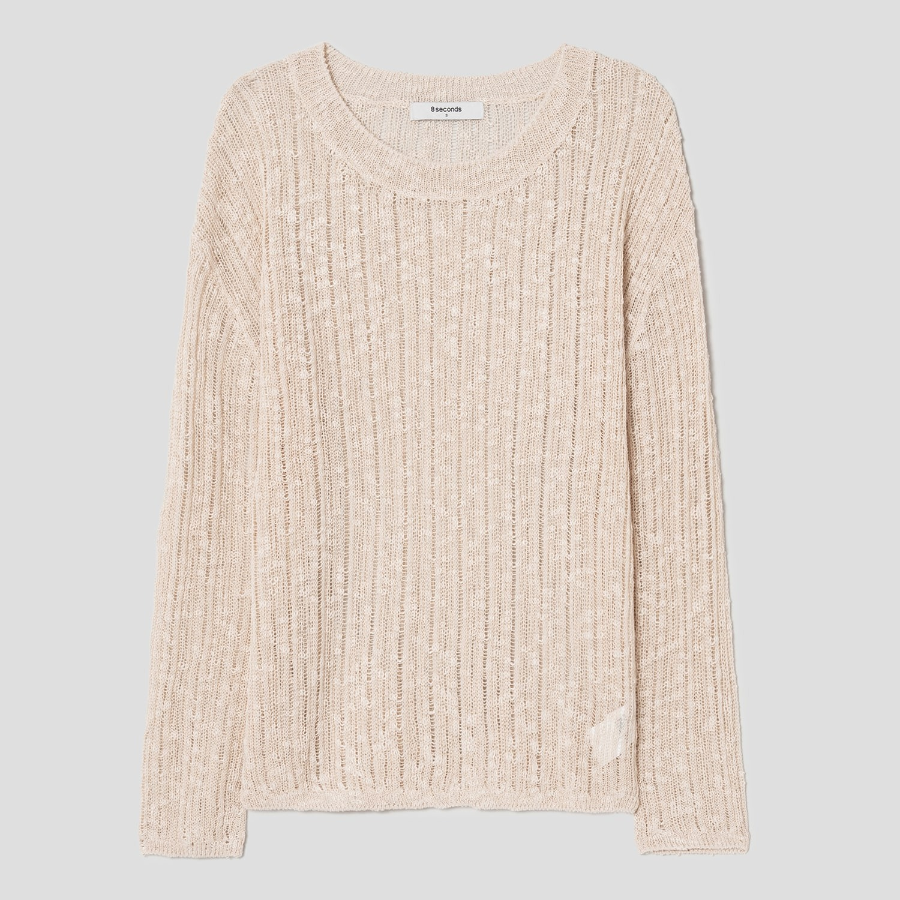 8 seconds Openwork Texture Pullover — Beige
