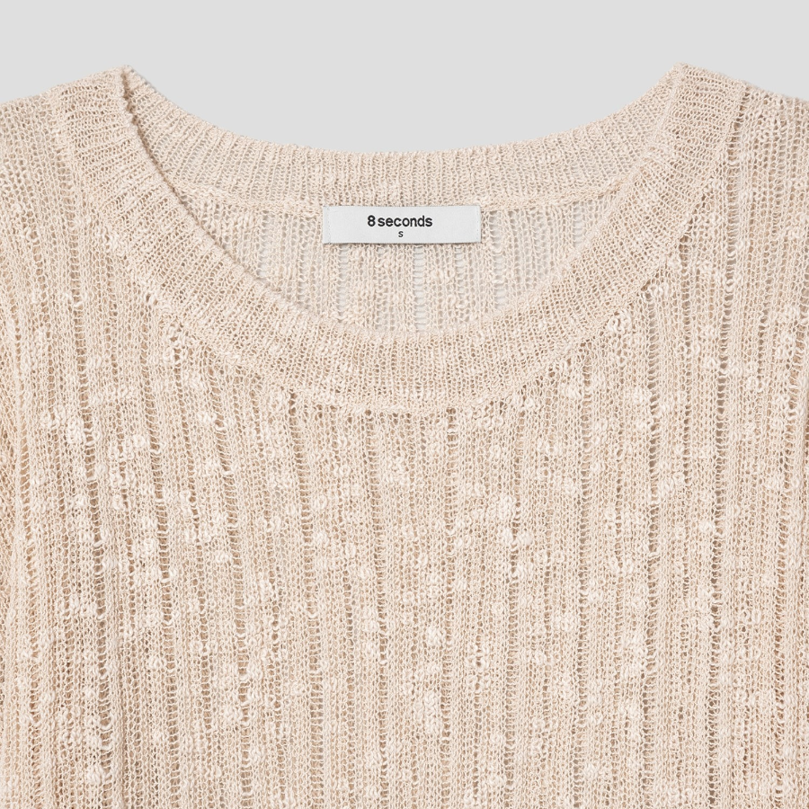 8 seconds Openwork Texture Pullover — Beige