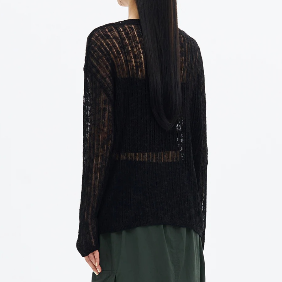 8 seconds Openwork Texture Pullover — Black