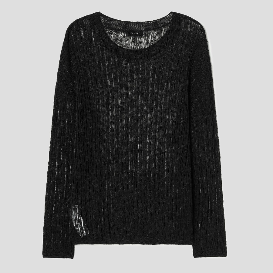 8 seconds Openwork Texture Pullover — Black