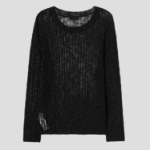 8 seconds Openwork Texture Pullover — Black