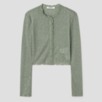 8 seconds Sheer Jersey Cardigan — Khaki