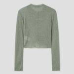 8 seconds Sheer Jersey Cardigan — Khaki