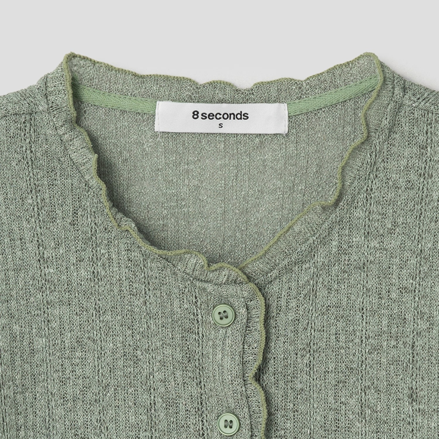 8 seconds Sheer Jersey Cardigan — Khaki