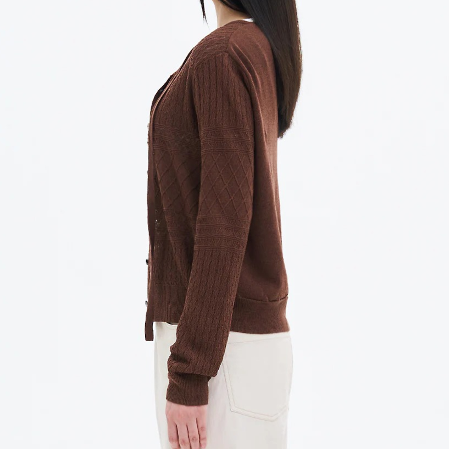 8 seconds Summer Openwork Tie Cardigan — Brown