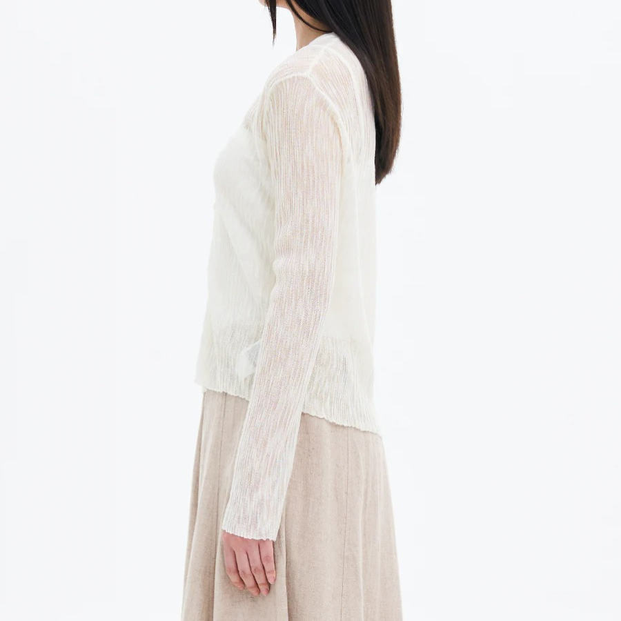 8 seconds V-neck Texture Cardigan — Ivory