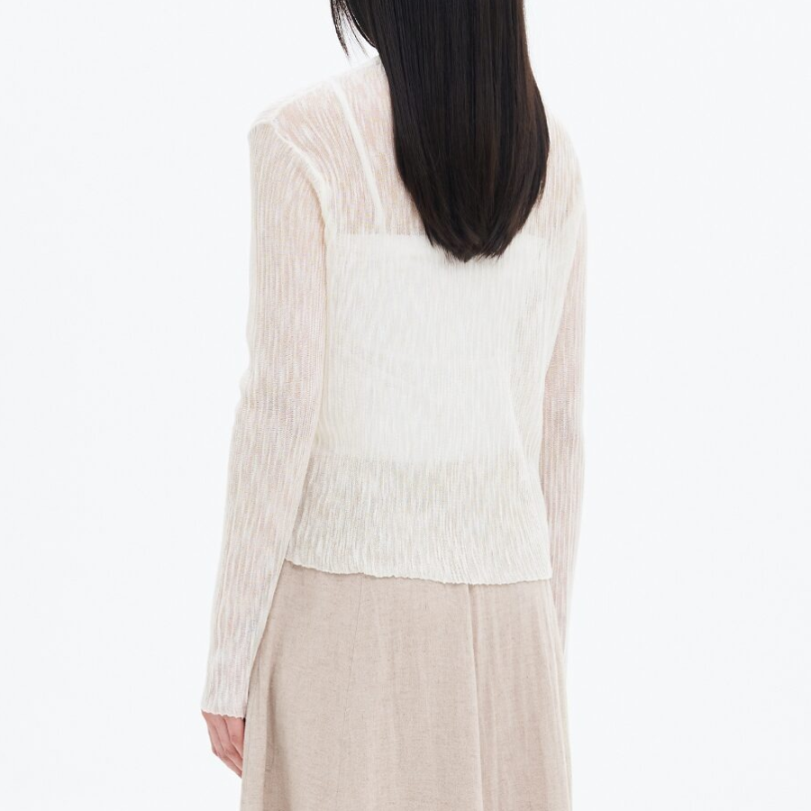 8 seconds V-neck Texture Cardigan — Ivory