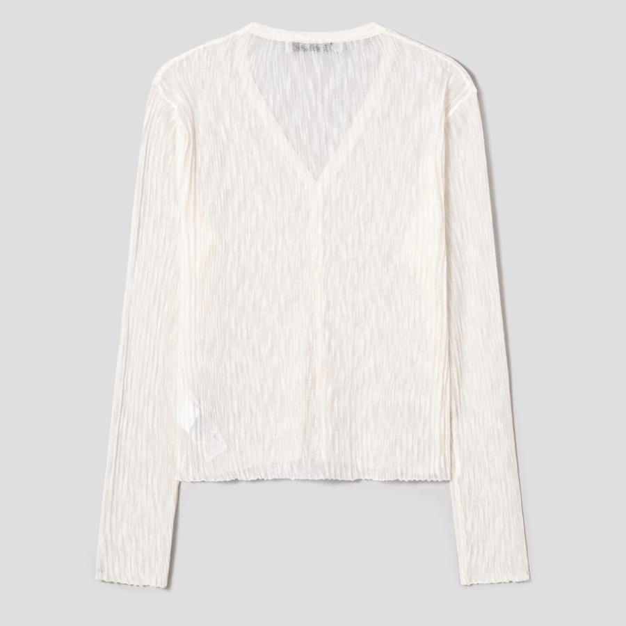 8 seconds V-neck Texture Cardigan — Ivory