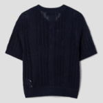 8 seconds Puff Sleeve Openwork Cardigan — Navy