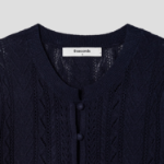 8 seconds Puff Sleeve Openwork Cardigan — Navy