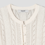 8 seconds Puff Sleeve Openwork Cardigan — Ivory