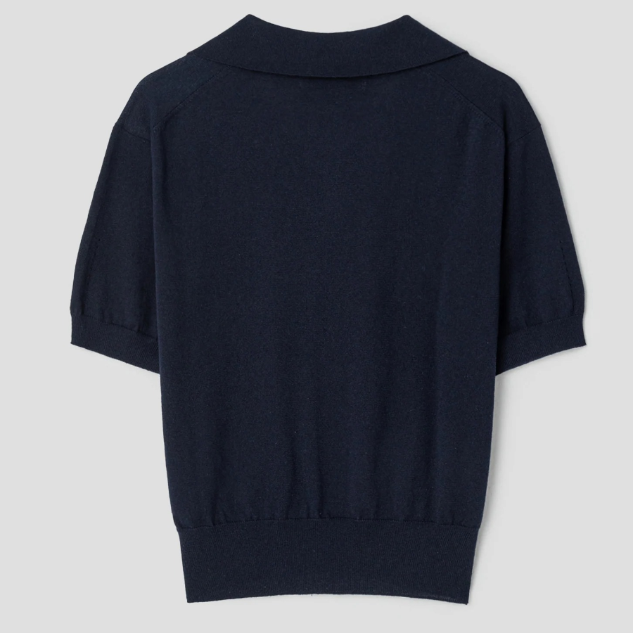 8 seconds Open Collar Short Sleeve Pullover — Navy