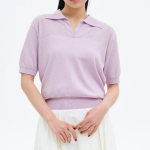 8 seconds Open Collar Short Sleeve Pullover — Lavender