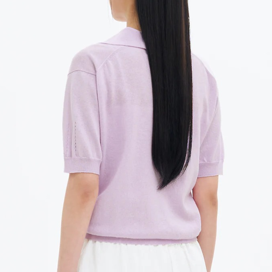 8 seconds Open Collar Short Sleeve Pullover — Lavender