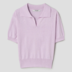 8 seconds Open Collar Short Sleeve Pullover — Lavender