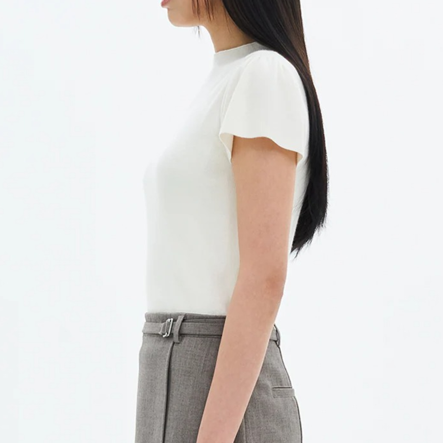8 seconds Mock Neck Half Sleeve Pullover — Ivory