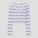 8 seconds Stripe Long Sleeve Cardigan — Lavender