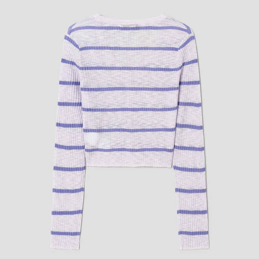 8 seconds Stripe Long Sleeve Cardigan — Lavender
