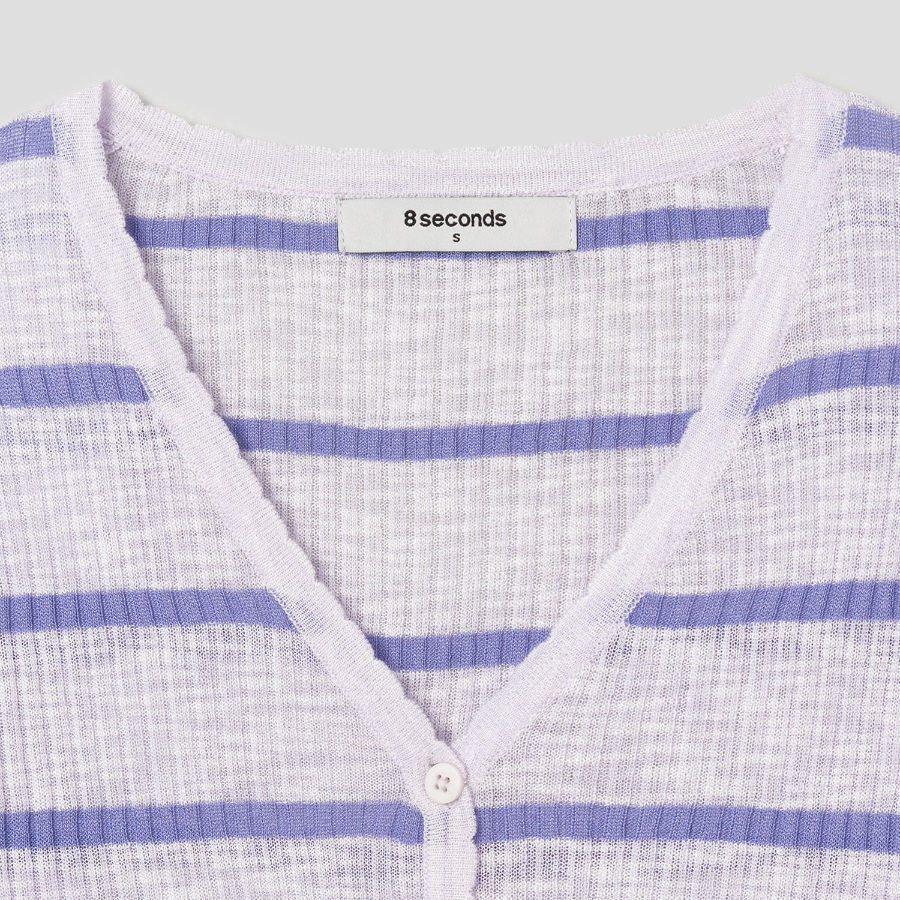 8 seconds Stripe Long Sleeve Cardigan — Lavender
