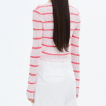 8 seconds Stripe Long Sleeve Cardigan — Light Pink