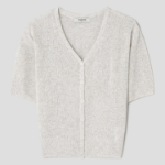 8 seconds V-neck Short Sleeve Cardigan — Light Grey