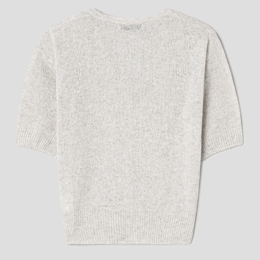 8 seconds V-neck Short Sleeve Cardigan — Light Grey