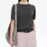 8 seconds Linen Blend Round Neck Short Sleeve Pullover — Ash