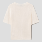8 seconds Linen Blend Round Neck Short Sleeve Pullover — Ivory