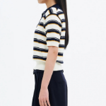 8 seconds Multi Stripe Collar Knit Pullover — Navy