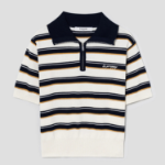 8 seconds Multi Stripe Collar Knit Pullover — Navy