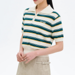 8 seconds Multi Stripe Collar Knit Pullover — Green