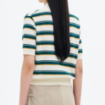8 seconds Multi Stripe Collar Knit Pullover — Green