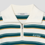 8 seconds Multi Stripe Collar Knit Pullover — Green