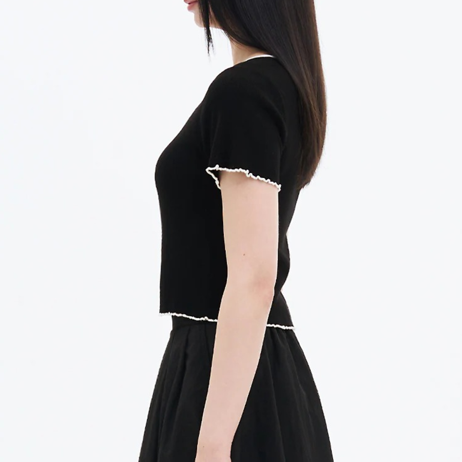 8 seconds Square Neck Crop Pullover — Black