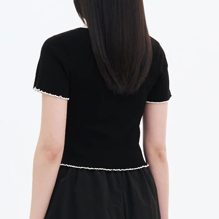 8 seconds Square Neck Crop Pullover — Black