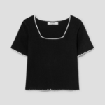 8 seconds Square Neck Crop Pullover — Black