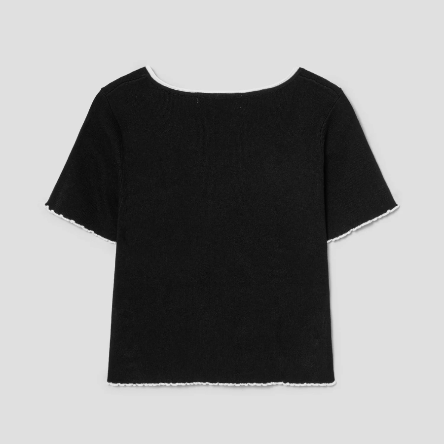 8 seconds Square Neck Crop Pullover — Black
