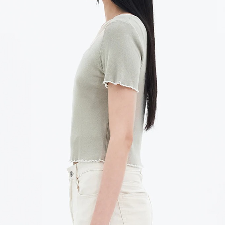 8 seconds Square Neck Crop Pullover — Light Green