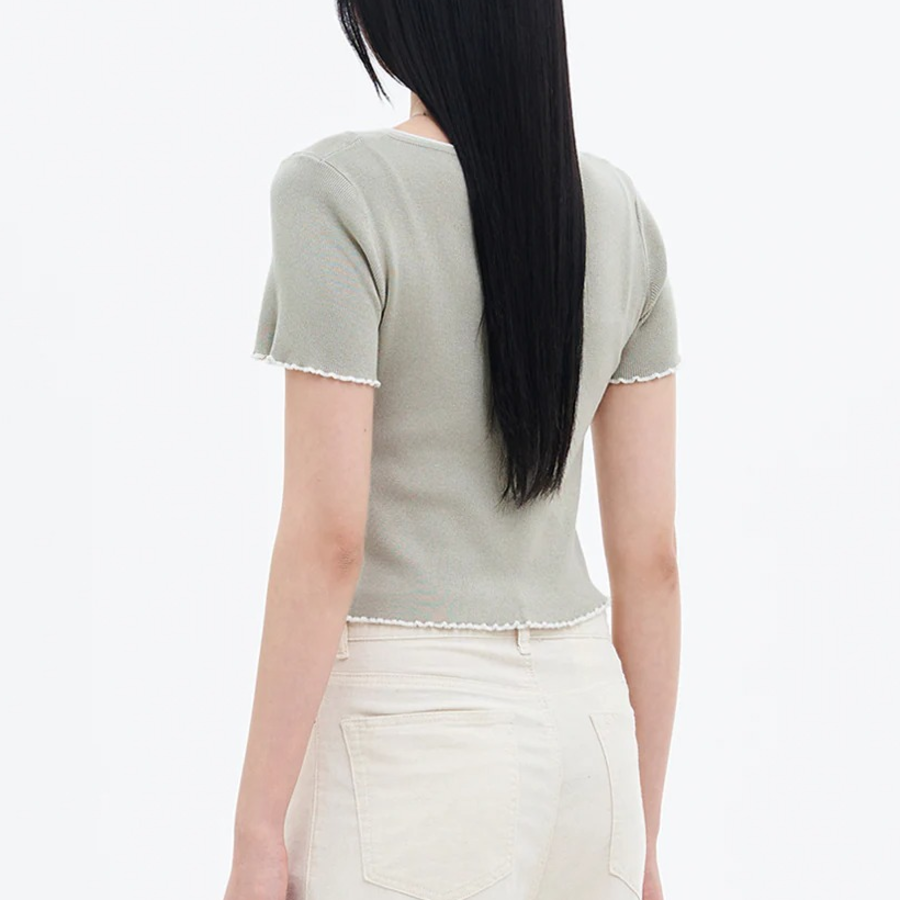 8 seconds Square Neck Crop Pullover — Light Green