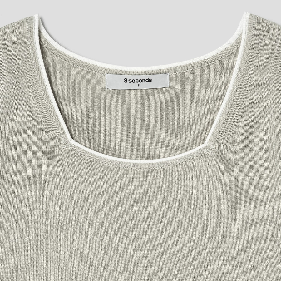 8 seconds Square Neck Crop Pullover — Light Green