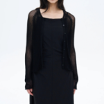 8 seconds Openwork Round Neck Summer Cardigan — Black