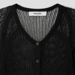 8 seconds Openwork Round Neck Summer Cardigan — Black