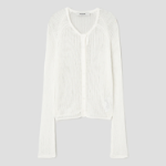 8 seconds Openwork Round Neck Summer Cardigan — White