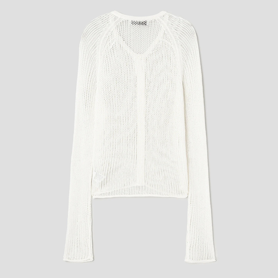 8 seconds Openwork Round Neck Summer Cardigan — White