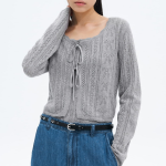 8 seconds String Openwork Cardigan — Light Grey