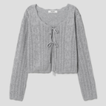 8 seconds String Openwork Cardigan — Light Grey