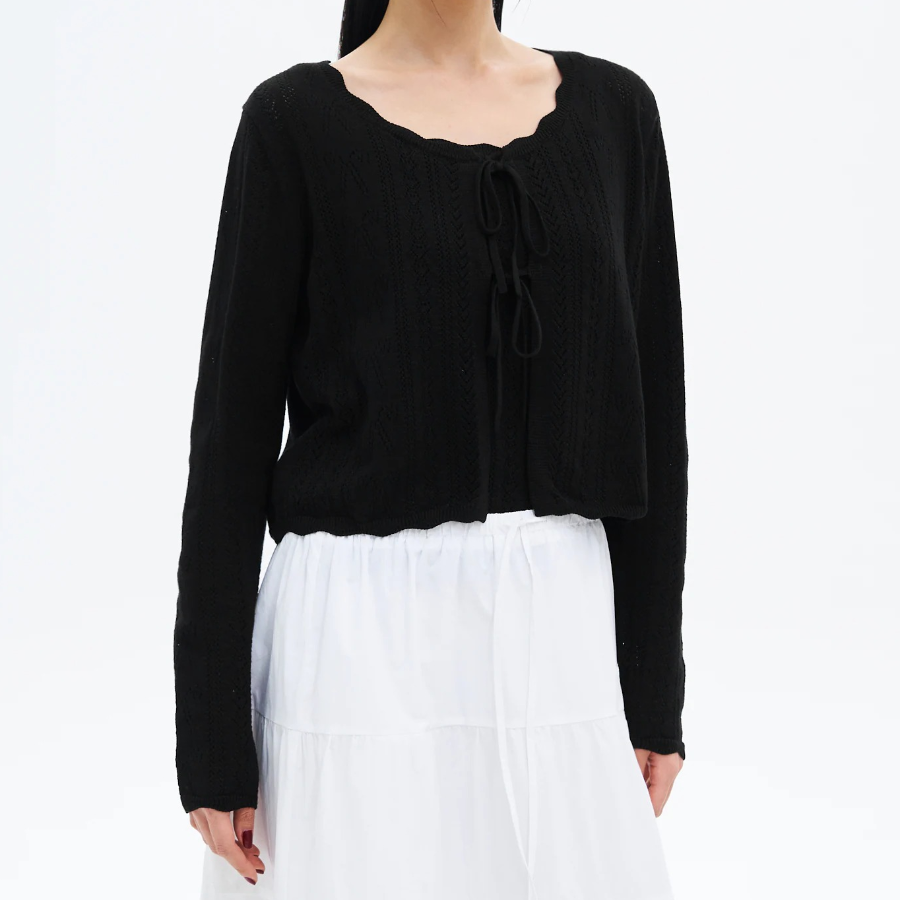 8 seconds String Openwork Cardigan — Black