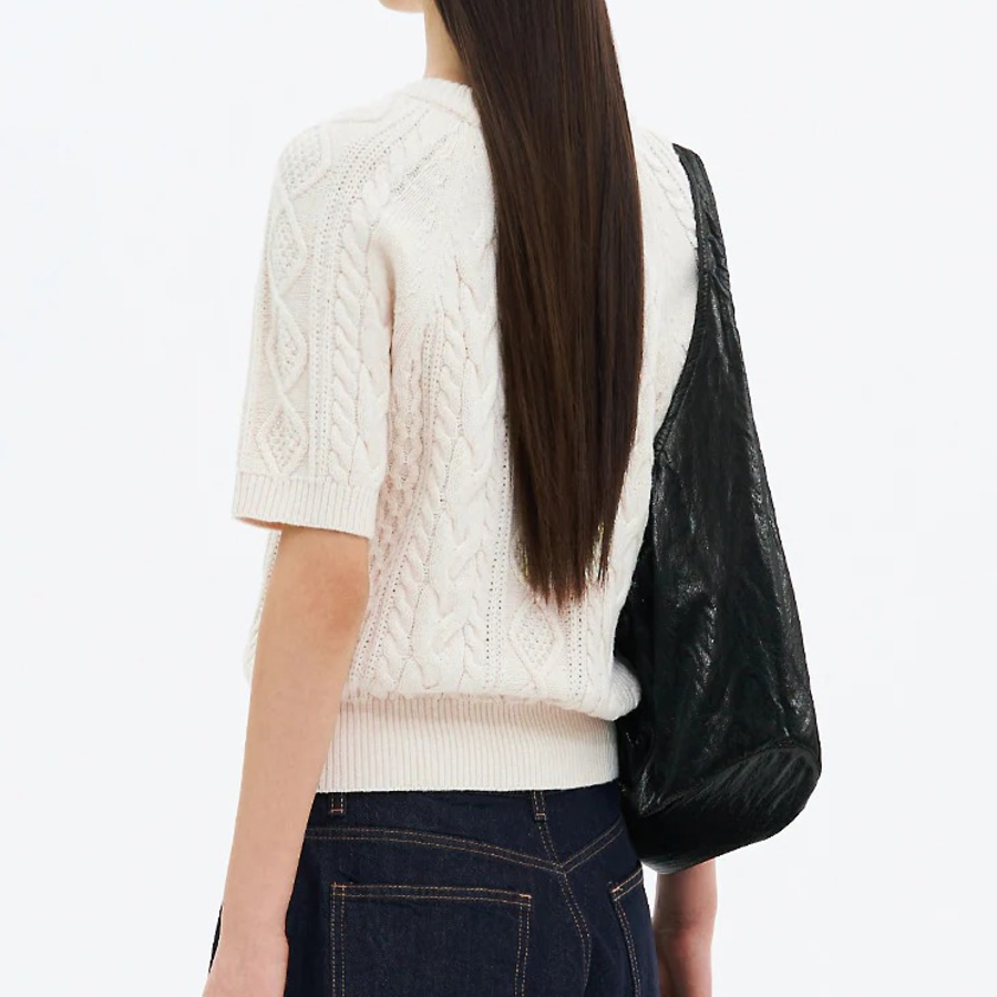 8 seconds Cable Short Sleeve Pullover — Ivory